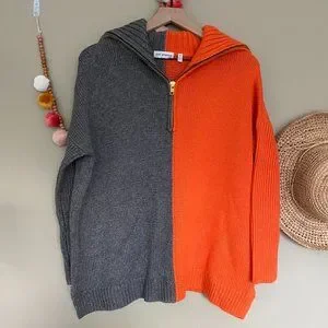 525 America Sweaters 525 America Orange And Gray Quarter Zip